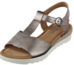 Bequeme Stegspangensandalette mit Zierschließe am Klettverschluss