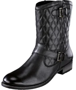 Bikerstiefelette mit gestepptem Schaft in Waffeloptik