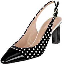 Eleganter Slingpumps mit Punktedruck und Blockabsatz