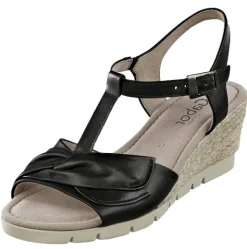 Keilsandalette mit aufgesetzter Lederschleife