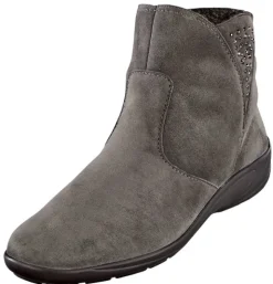 Knöchelhohe Reißverschluss-Stiefelette mit Ziersteinchen