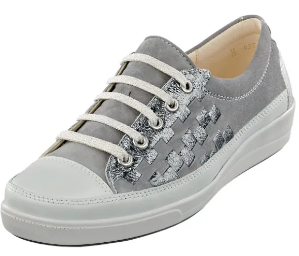 Silbrig schimmernder bequemer Schnürhalbschuh von Christian Dietz