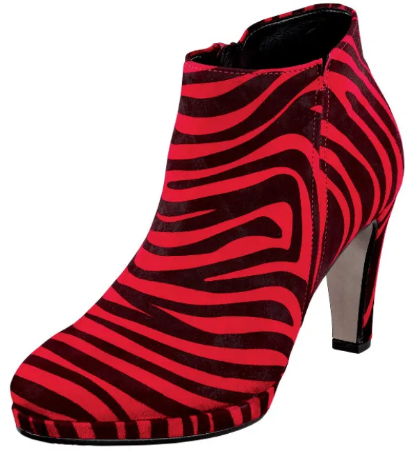 Stiefelette in Zebraoptik mit Absatz und Plateausohle von Gabor