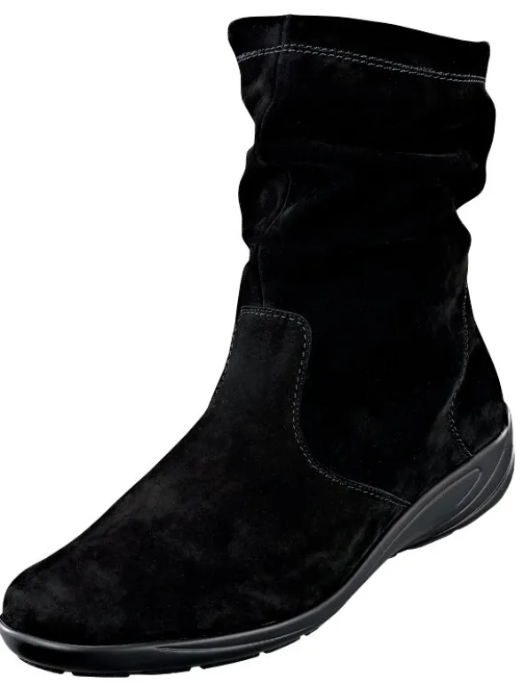 Warmgefütterter Kurzschaftstiefel mit dezent gerafftem Schaft